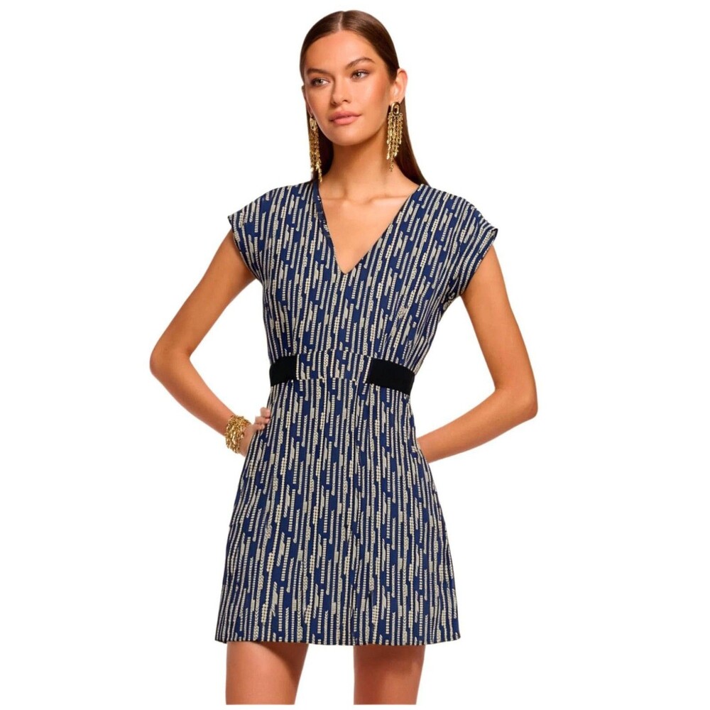 Myne 100% silk mini dress Blue Black size 2